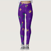 Mardi Gras Carnival Fleur de Lis Diamond Harlequin Leggings (Voorkant)