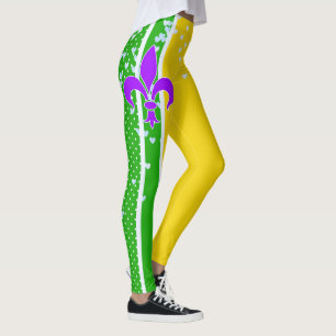 Mardi Gras Carnival Fleur De Lis Paars Green Leggings