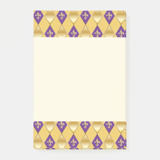 Mardi Gras Carnival Harlequin Gold Fleur de Lis Post-it® Notes (Voorkant)