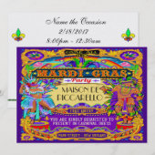 Mardi Gras Carnival Invitation Kaart (Voorkant / Achterkant)