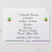 Mardi Gras Carnival Invitation Kaart (Achterkant)