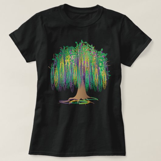 Mardi Gras Carnival Mexican Graphic Bead Tree Bour T-shirt (Design voorkant)