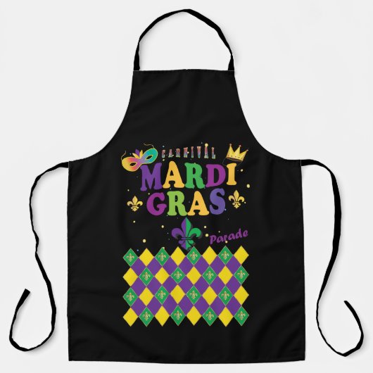 Mardi Gras Carnival Party Fleur de Lis Rhombus Schort (Voorkant)