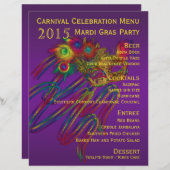 Mardi Gras Carnival Party Menu Papeterie (Devant / Derrière)