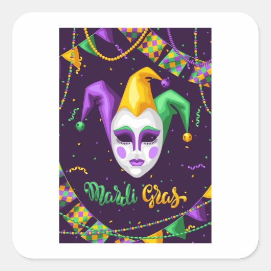 Mardi Gras Carnival Square Sticker (Voorkant)