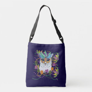 Mardi Gras Cat, Funny Mardi Gras Crossbody Tas