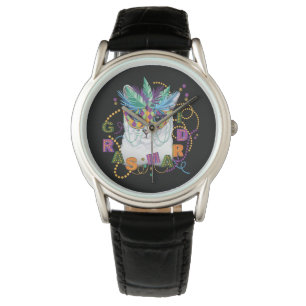 Mardi Gras Cat, Funny Mardi Gras Horloge