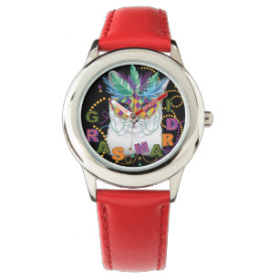 Mardi Gras Cat, Funny Mardi Gras Horloge