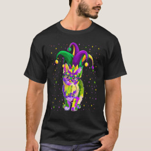 Mardi Gras Cat Mask Funny Carnival Parade Party Ca T-shirt