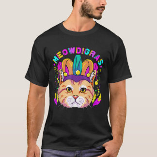 Mardi Gras Cat Meowdigras Kinder Teen Girls Parade T-shirt