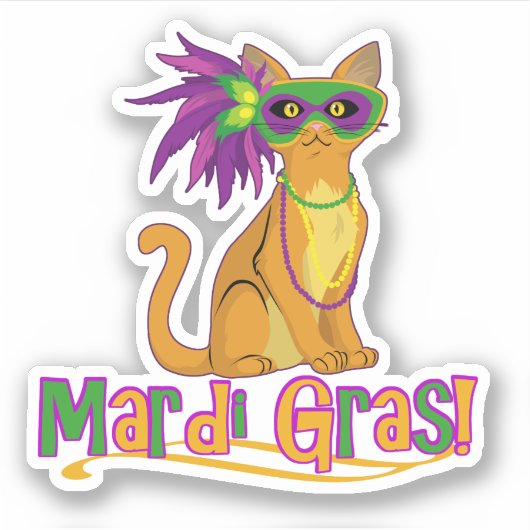 Mardi Gras Cat Sticker (Voorkant)