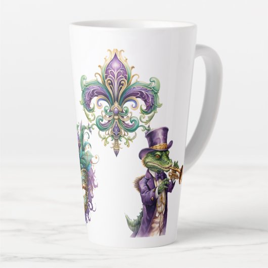  Mardi Gras Celebration Ceramic Latte Mug (Angle droit)