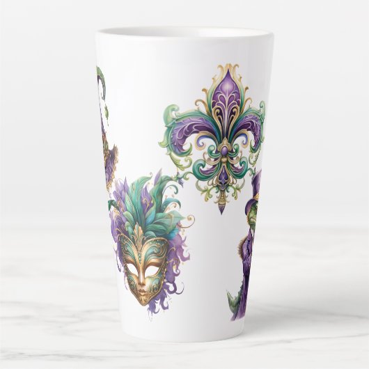  Mardi Gras Celebration Ceramic Latte Mug (Devant)