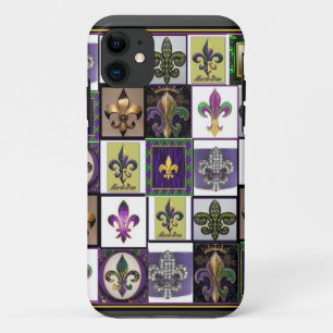 Mardi Gras Celebration collage fleur de lis iPhone 11 Hoesje
