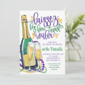 Mardi Gras Champagne uitnodiging (Staand voorkant)