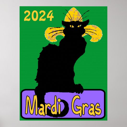 Mardi Gras Chat Noir, bewerk datum Poster (Voorkant)