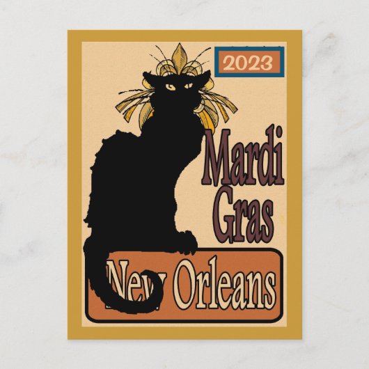 Mardi Gras Chat Noir Briefkaart (Voorkant)