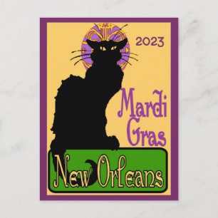 Mardi Gras Chat Noir, voeg tekst Briefkaart toe