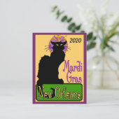Mardi Gras Chat Noir, voeg tekst toe Briefkaart (Staand voorkant)