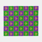 Mardi Gras Checkered Fleur De Lis Fleece Blanket Deken (Voorkant (Horizontaal))