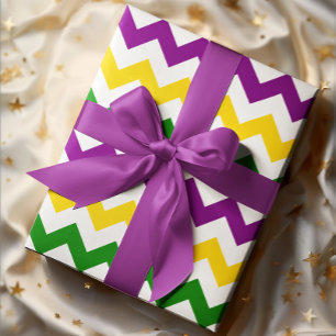 Mardi Gras Chevron Patroon Cadeaupapier