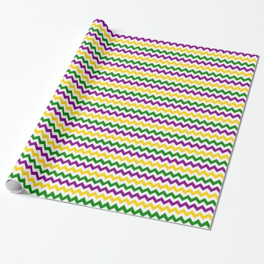 Mardi Gras Chevron Pattern Cadeaupapier (Uitgerold)