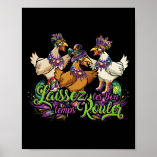 Mardi Gras Chicken Run Chicken Chase Vet Dinsdag C Poster