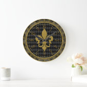 Mardi Gras Clock, Golden Fleur de Lis Grote Klok (Huis)
