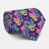 Mardi Gras Color Masks Stropdas (Opgerold)