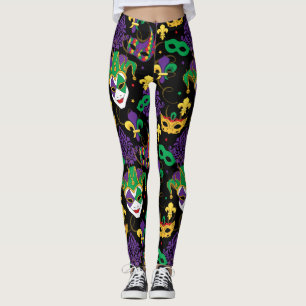 Mardi Gras Colorful Carnival Pattern Leggings