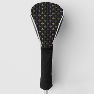 Mardi Gras Colorful Fleur De Lis Dark Verticaal Golfheadcover
