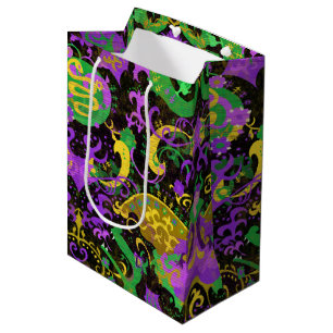 Mardi Gras Colors Damask Dragon, Butterfly, Snake Medium Cadeauzakje