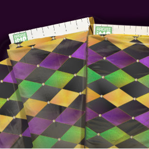 Mardi Gras Colors Diamond Harlequin Argyle - Zwart Stof
