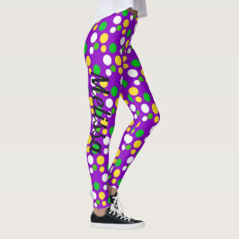 Mardi Gras Confetti Gold Paarse groene Leggings