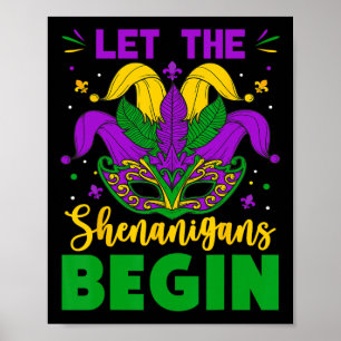 Mardi Gras Costume laat de Shenanigans Mardi begin Poster