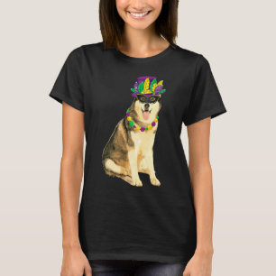 Mardi Gras Costume Masker Siberian Husky T-shirt