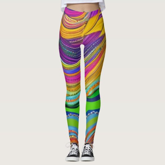 Mardi Gras couleurs avec perles leggings (Devant)
