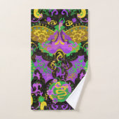 Mardi Gras Couleurs Damask Dragon, Papillon, Serpe (Serviette à main)