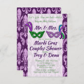 Mardi Gras Couples Shower Invite Kaart (Voorkant / Achterkant)