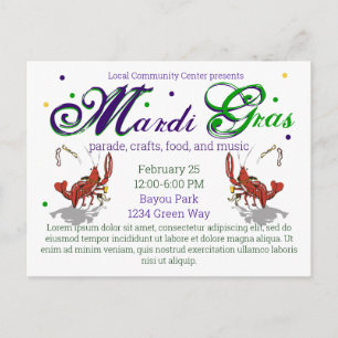 Mardi Gras Crawdads bier Briefkaart
