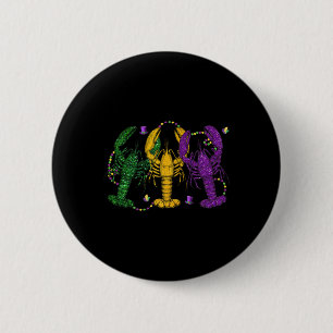 Mardi Gras Crawfish Funny Retro Parade Kostuum Adu Ronde Button 5,7 Cm