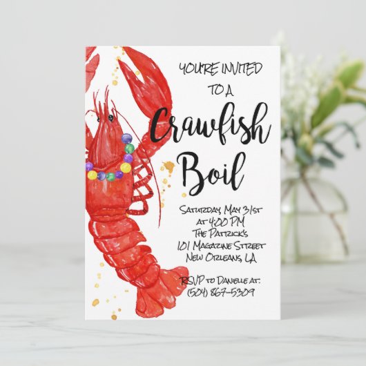 Mardi Gras Crawfish Invitation à ébullition (Debout devant)