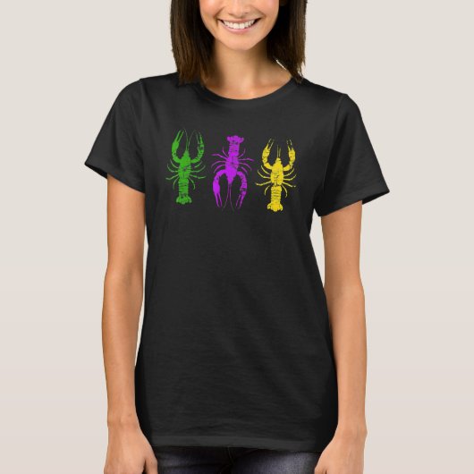 Mardi Gras Crawfish Jester Hat Bead Tee New Orlean T-shirt (Voorkant)