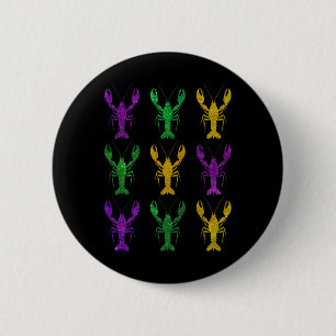 Mardi Gras Crawfish Party Parade Kostuum Mannen Vr Ronde Button 5,7 Cm