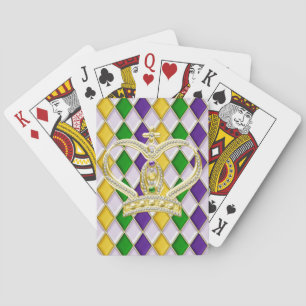 Mardi Gras Crown Harlequin Patroon Wit Pokerkaarten