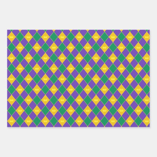 Mardi Gras Crown Pattern Inpakpapier Vel (Voorkant)