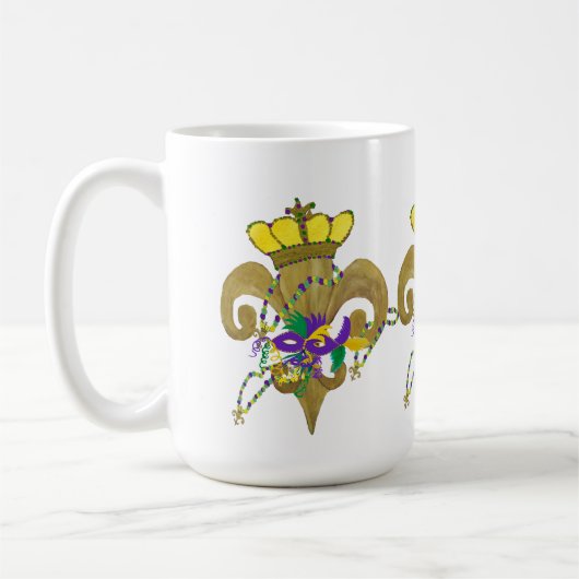Mardi Gras Crowned fleur de lis Koffiemok (Links)