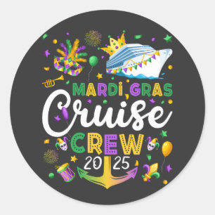 Mardi Gras Cruise Crew 2025 Matching Ronde Sticker