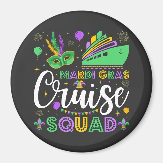 Mardi Gras Cruise Squad Matching Circle Magneet (Voorkant)