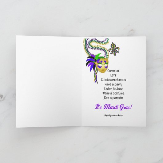 Mardi Gras Custom Message Jesters Kaart (Binnen)